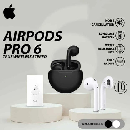 Air Pro 6 TWS Wireless Headphones Bluetooth Earphone 5.0 Stereo Headset Earbuds with Microphone for Phone